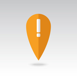 Warning attention exclamation mark pin map icon vector