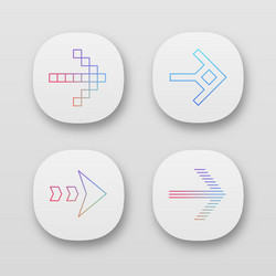 arrow types app icons set pixel shaped dashed vector image