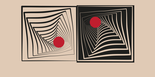 bauhaus design with concentric squares and red vector image