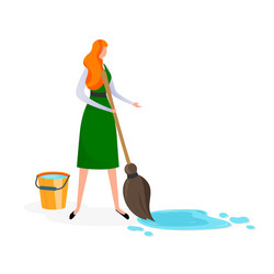 Beautiful young redhead woman housewife character vector