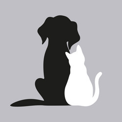 Black Dog and White Cat Silhouette Vector Image