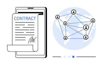 digital contract on tablet with global network vector image