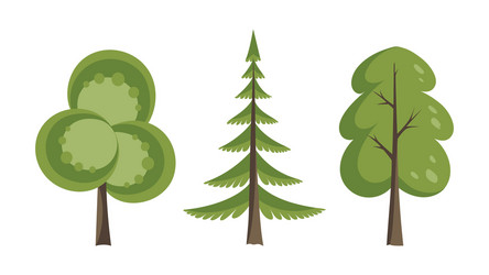Flat Trees Icon Set - Botanical Collection vector image