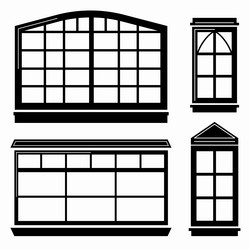 french arch and round architecture window frames vector image