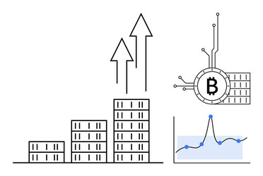 growth in cryptocurrency value with increasing bar vector image