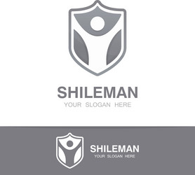 Man and shield logo concept vector