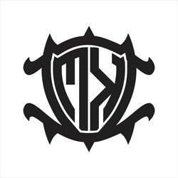 mk logo monogram isolated with frame shield shape vector image