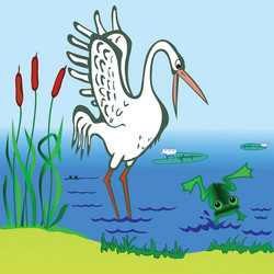 stork and frog Vector Image