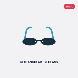 Two color rectangular eyeglass frame icon from vector