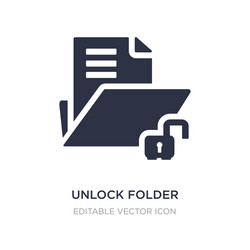 Unlock folder icon on white background simple vector