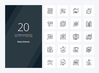 20 data science outline icon for presentation vector image