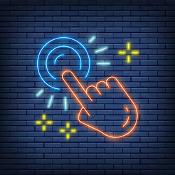 hand click button press finger touch neon vector image