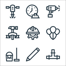 labour day line icons linear set quality vector image