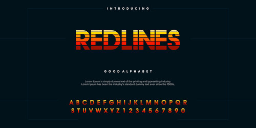 Red Lines Abstract Alphabet Font vector image