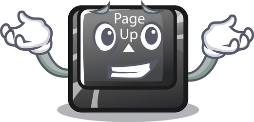 grinning button page up isolated with character vector image