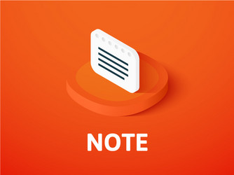 note isometric icon isolated on color background vector image