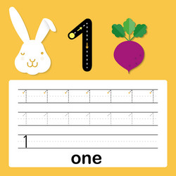 number one card for kids learn to count and write vector image