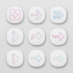 Right arrows app icons set forward curved next vector