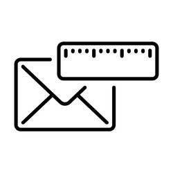 Email and ruler icon in line style as measurement vector