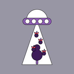 flat icon design collection flying saucer and tree vector image