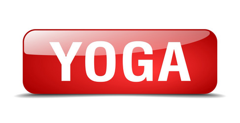 yoga red square 3d realistic isolated web button vector image