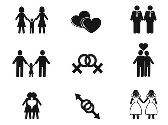 Gay and lesbian icons set vector