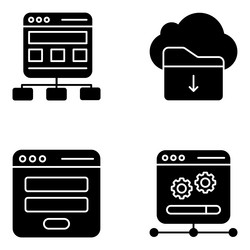 pack of web design and management solid icons vector image