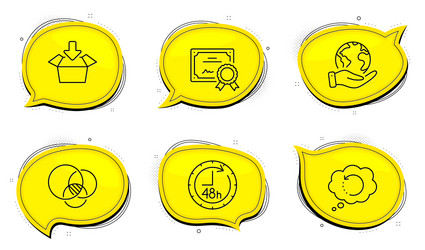recovery data get box and euler diagram icons set vector image