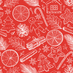 seamless pattern with christmas and new year vector image
