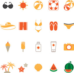 summer icons set with white background vector image