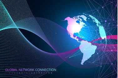 world map point with global technology networking vector image
