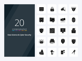 20 data science and cyber security solid glyph vector image