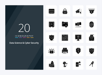 20 data science and cyber security solid glyph vector