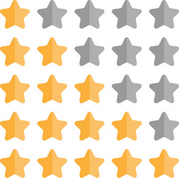 5 star rating set simple rounded shapes in grey vector