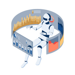 AI Data Analysis Isometric Robot vector image