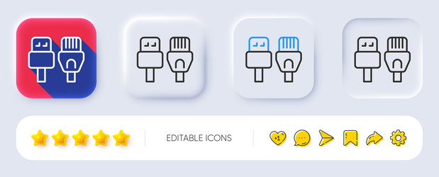computer cables line icon usb rj45 connection vector image