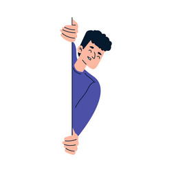man character looking out and peeking from corner vector image