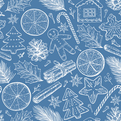 seamless pattern with christmas and new year vector image