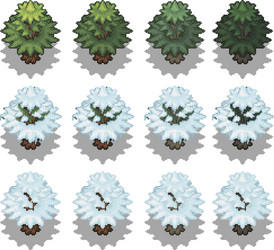 set of trees in pixel style vector image