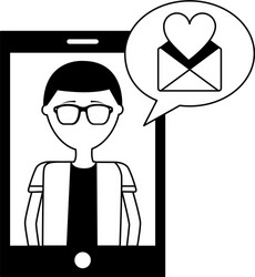 smartphone with envelope mail and set icons vector image