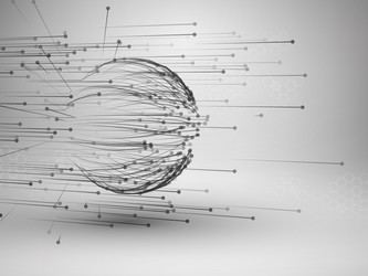 Sphere with connected lines and dots wireframe vector