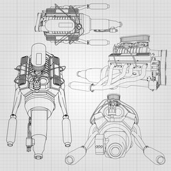 a set of several types powerful car engine vector image