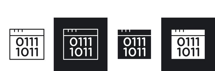 binary code icons collection in black and white vector image