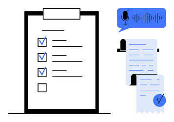 checklist with completed tasks voice command vector image