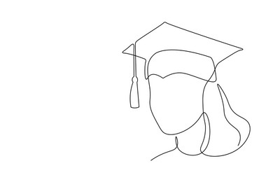 Continuous Line Graduation Cap vector image
