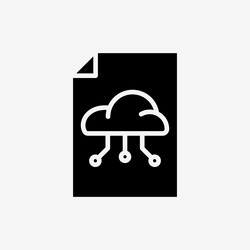 icon solid black paper file document with cloud vector image