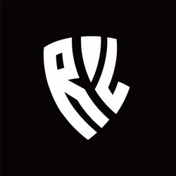 rl logo monogram with shield elements shape vector image