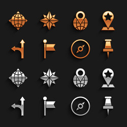 set location marker map pointer with star push vector image