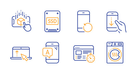 ssd scroll down and recovery phone icons set vector image