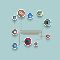 web 3d bubbles with icons and shadows vector image